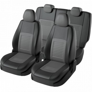 6 799 р. Чехлы для сидений Lord Autofashion Турин (экокожа, экокожа, 3X, спинка 60/40, 3 Г-образных подголовника) Chery Tiggo 2 (2017-2025) (Черный, вставка серая)  с доставкой в г. Вологда. Увеличить фотографию 2