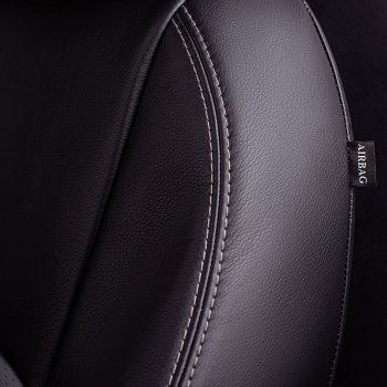 6 799 р. Чехлы для сидений Lord Autofashion Турин (экокожа, экокожа, 3X, спинка 60/40, 3 Г-образных подголовника) Chery Tiggo 2 (2017-2025) (Черный, вставка серая)  с доставкой в г. Вологда. Увеличить фотографию 5