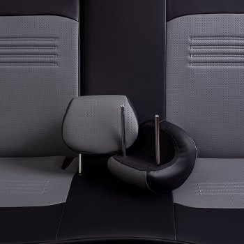 6 799 р. Чехлы для сидений Lord Autofashion Турин (экокожа, экокожа, 3X, спинка 60/40, 3 Г-образных подголовника) Chery Tiggo 2 (2017-2025) (Черный, вставка серая)  с доставкой в г. Вологда. Увеличить фотографию 6