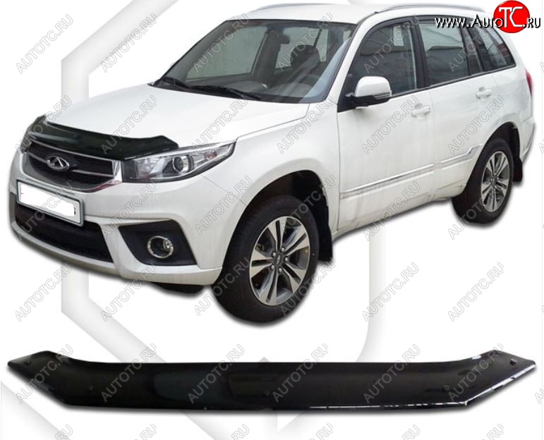 1 899 р. Дефлектор капота CA-Plastic Chery Tiggo 3 (2014-2020) (Classic черный, Без надписи)  с доставкой в г. Вологда