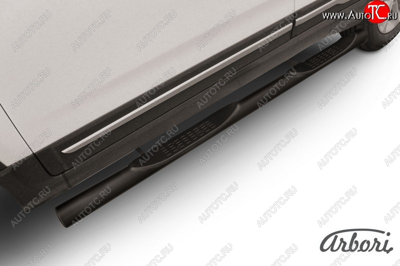 7 703 р. Защита штатных порогов Arbori (с проступью, черная, d57 mm). Chery Tiggo 5 (T21) дорестайлинг (2014-2017)  с доставкой в г. Вологда