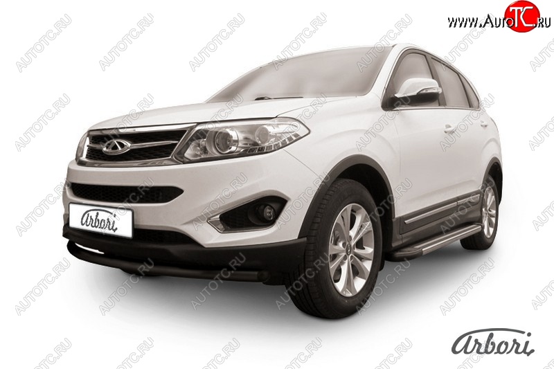 5 669 р. Защита переднего бампера Arbori (1 труба d57 mm). Chery Tiggo 5 (T21) дорестайлинг (2014-2017) (черная)  с доставкой в г. Вологда
