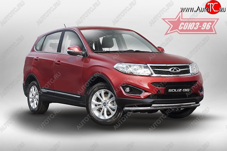 15 839 р. Защита переднего бампера одинарная Souz-96 (d60/42) Chery Tiggo 5 (T21) дорестайлинг (2014-2017)  с доставкой в г. Вологда