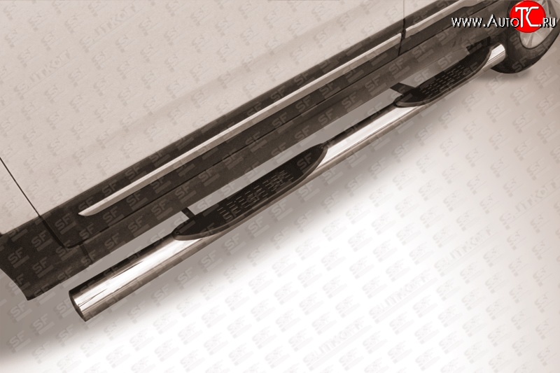 17 699 р. Защита порогов из трубы d76 мм с пластиковыми вставками для ног Slitkoff Chery Tiggo 5 (T21) дорестайлинг (2014-2017) (Нержавейка, Полированная)  с доставкой в г. Вологда