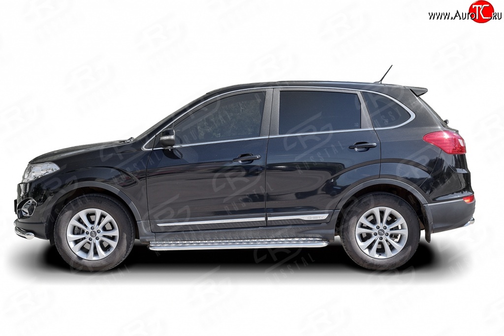 13 399 р. Широкая защита порогов Russtal Chery Tiggo 5 (T21) дорестайлинг (2014-2017) (Защита порогов с со скосами на торцах (вариант 1))  с доставкой в г. Вологда