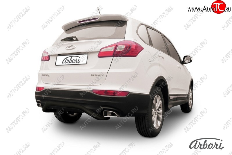 6 029 р. Защита заднего бампера Arbori (скоба, черная, 1 труба d57 mm). Chery Tiggo 5 (T21) дорестайлинг (2014-2017)  с доставкой в г. Вологда