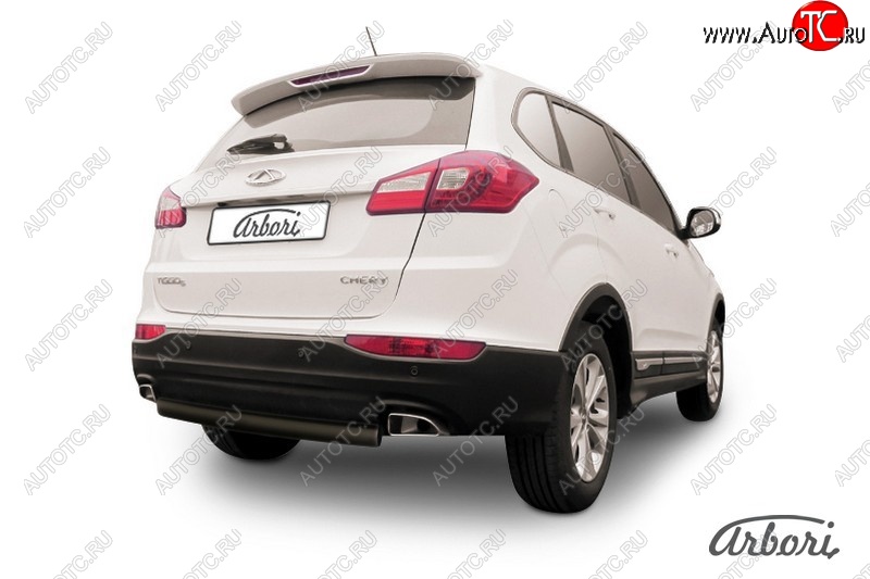 5 399 р. Защита заднего бампера Arbori (черная, 1 труба d57 mm). Chery Tiggo 5 (T21) дорестайлинг (2014-2017)  с доставкой в г. Вологда