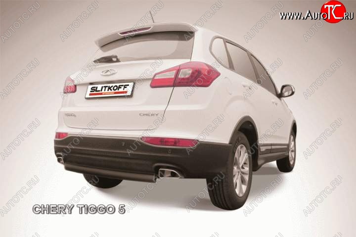4 999 р. Защита заднего бампера d57 Slitkoff Chery Tiggo 5 (T21) дорестайлинг (2014-2017) (Цвет: серебристый)  с доставкой в г. Вологда