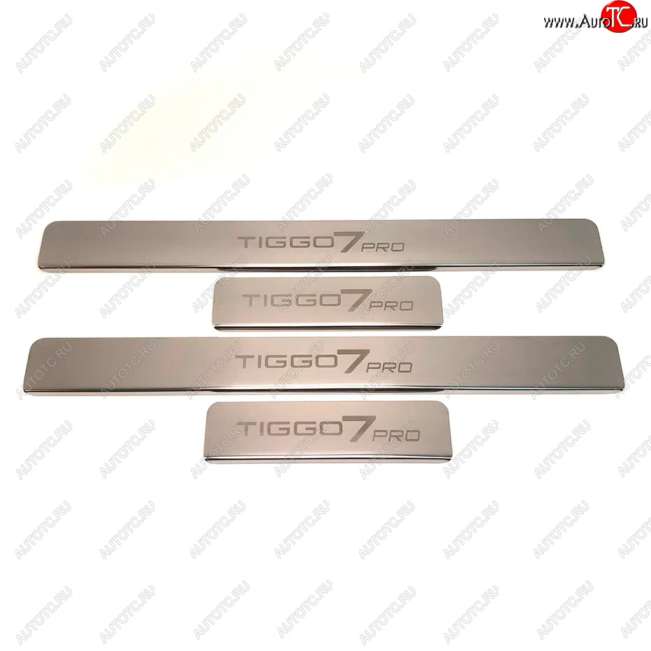 2 179 р. Накладки порожков салона INOX Chery Tiggo 7 PRO (2019-2025) (Нержавеющая сталь)  с доставкой в г. Вологда