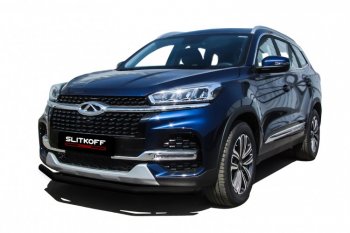 Защита переднего бампера Slitkoff (Ø 57 мм) Chery Tiggo 8 1 T18 рестайлинг (2019-2023)