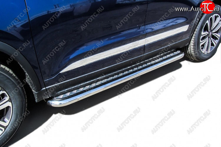17 699 р. Защита порогов Slitkoff (Ø 57 мм, с листом) Chery Tiggo 8 1 T18 рестайлинг (2019-2023)  с доставкой в г. Вологда