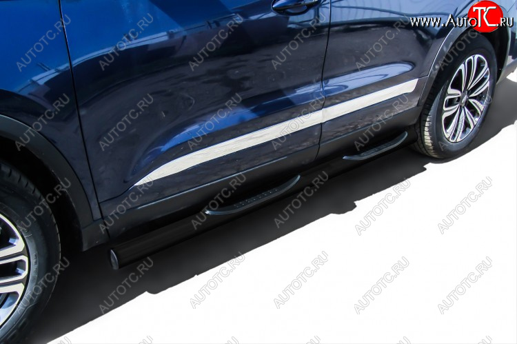 12 399 р. Защита порогов Slitkoff (Ø 76 мм, с проступями) Chery Tiggo 8 (T18) дорестайлинг (2018-2022) (Цвет: черный)  с доставкой в г. Вологда