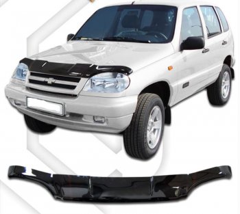 2 159 р. Дефлектор капота CA-Plastic Chevrolet Niva 2123 дорестайлинг (2002-2008) (серия Classic черный, Без надписи)  с доставкой в г. Вологда. Увеличить фотографию 2