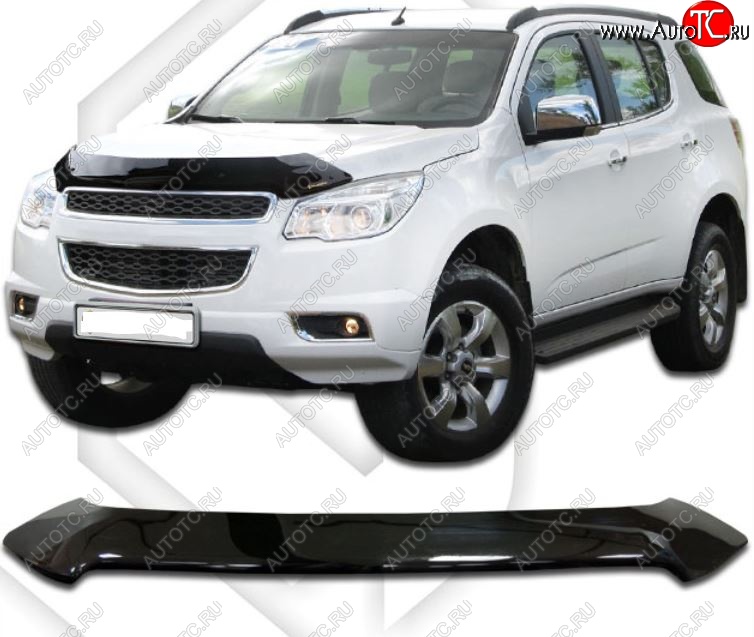 1 899 р. Дефлектор капота CA-Plastiс Chevrolet Trailblazer GM800 дорестайлинг (2012-2016) (Classic черный, Без надписи)  с доставкой в г. Вологда