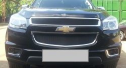 1 469 р. Сетка в решетку радиатора (верхняя) Russtal Chevrolet Trailblazer GM800 дорестайлинг (2012-2016) (черная)  с доставкой в г. Вологда. Увеличить фотографию 2