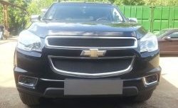 1 469 р. Сетка в решетку радиатора (верхняя) Russtal Chevrolet Trailblazer GM800 дорестайлинг (2012-2016) (черная)  с доставкой в г. Вологда. Увеличить фотографию 4