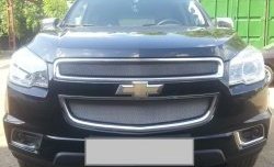 1 539 р. Нижняя сетка на бампер Russtal (хром) Chevrolet Trailblazer GM800 дорестайлинг (2012-2016)  с доставкой в г. Вологда. Увеличить фотографию 3