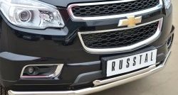 23 999 р. Защита переднего бампера (2 трубыØ63 и 42 мм, нержавейка) SLITKOFF Chevrolet Trailblazer GM800 дорестайлинг (2012-2016)  с доставкой в г. Вологда. Увеличить фотографию 2
