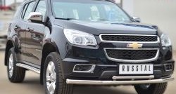 23 999 р. Защита переднего бампера (2 трубыØ63 и 42 мм, нержавейка) SLITKOFF Chevrolet Trailblazer GM800 дорестайлинг (2012-2016)  с доставкой в г. Вологда. Увеличить фотографию 4