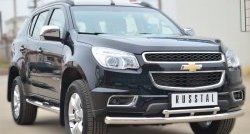 24 699 р. Защита переднего бампера (2 трубыØ76 и 42 мм, нержавейка) SLITKOFF Chevrolet Trailblazer GM800 дорестайлинг (2012-2016)  с доставкой в г. Вологда. Увеличить фотографию 4