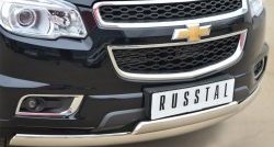 21 999 р. Защита переднего бампера (2 трубыØ75х42 мм, нержавейка) Russtal Chevrolet Trailblazer GM800 дорестайлинг (2012-2016)  с доставкой в г. Вологда. Увеличить фотографию 2