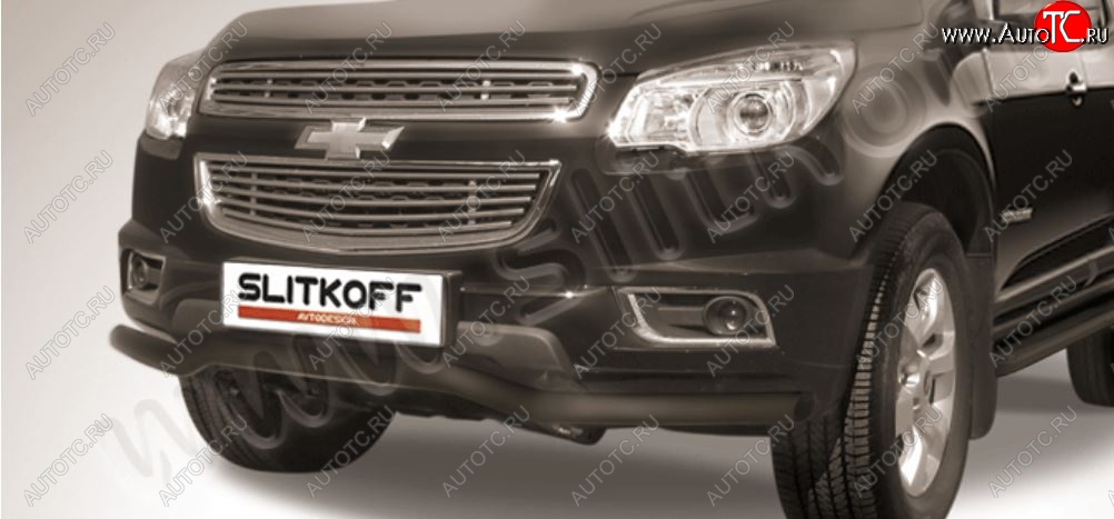 10 849 р. Защита переднего бампера Slitkoff (волна, d57) Chevrolet Trailblazer GM800 дорестайлинг (2012-2016) (Сталь с полимерным покрытием. Цвет: чёрный)  с доставкой в г. Вологда