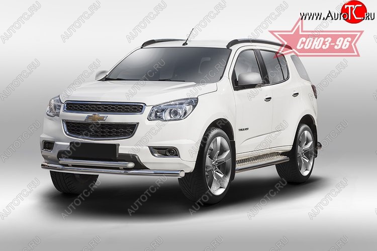 24 659 р. Защита переднего бампера двойная Souz-96 (d76/60) Chevrolet Trailblazer GM800 дорестайлинг (2012-2016)  с доставкой в г. Вологда