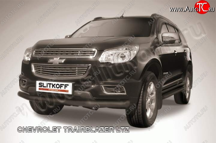 10 649 р. Защита переднего бампера d76 Slitkoff Chevrolet Trailblazer GM800 дорестайлинг (2012-2016) (Цвет: серебристый)  с доставкой в г. Вологда