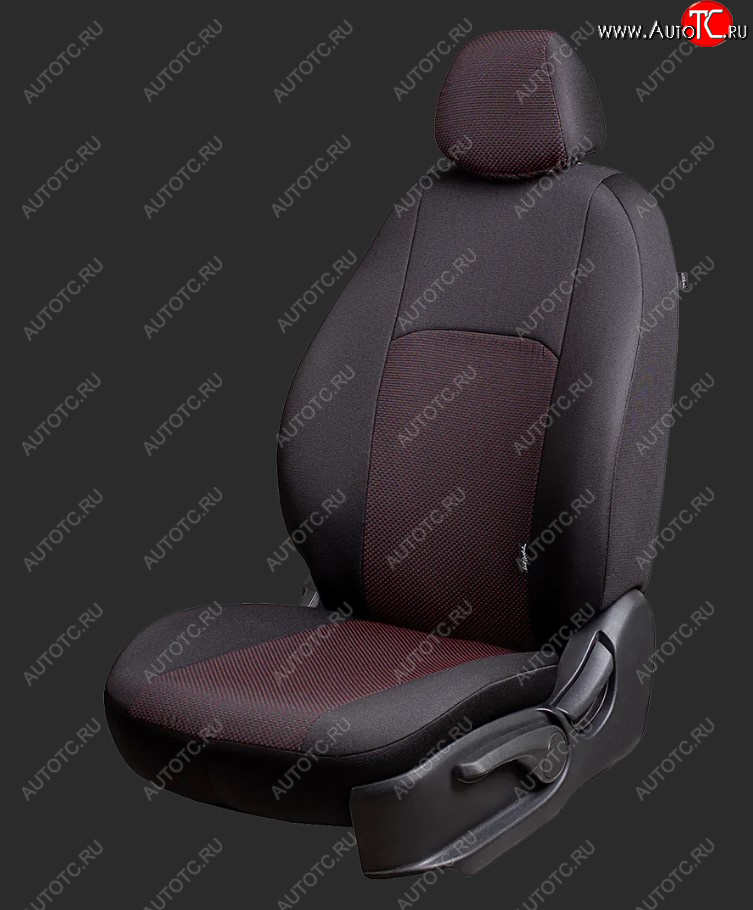 5 999 р. Чехлы для сидений Lord Autofashion Дублин (жаккард, спинка 60/40, 3 Г-образных подголовника) Chevrolet Aveo T250 седан рестайлинг (2006-2011) (Черный, вставка Ёж Красный)  с доставкой в г. Вологда