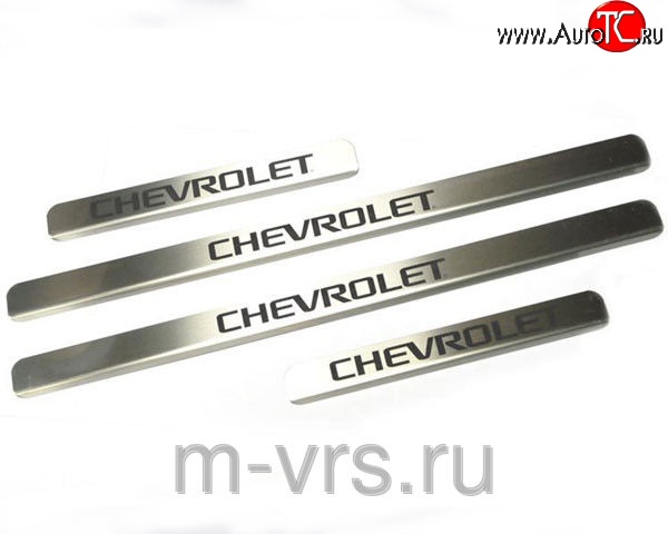 679 р. Накладки на порожки автомобиля M-VRS (нанесение надписи методом окраски) Chevrolet Aveo T200 седан (2003-2008)  с доставкой в г. Вологда