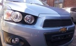1 469 р. Нижняя сетка на бампер Russtal (черная) Chevrolet Aveo T300 седан (2011-2015)  с доставкой в г. Вологда. Увеличить фотографию 2