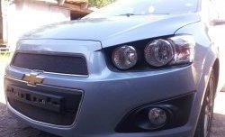 1 469 р. Нижняя сетка на бампер Russtal (черная) Chevrolet Aveo T300 седан (2011-2015)  с доставкой в г. Вологда. Увеличить фотографию 3