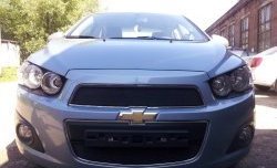 1 469 р. Сетка в решетку радиатора Russtal Chevrolet Aveo T300 седан (2011-2015) (черная)  с доставкой в г. Вологда. Увеличить фотографию 3