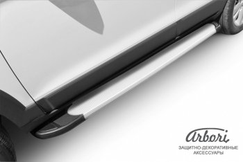 10 979 р. Порожки для ног Arbori Optima Silver Chevrolet Captiva 2-ой рестайлинг (2013-2016)  с доставкой в г. Вологда. Увеличить фотографию 2