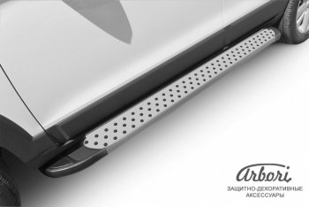 13 499 р. Порожки для ног Arbori Standart Silver Chevrolet Captiva 2-ой рестайлинг (2013-2016)  с доставкой в г. Вологда. Увеличить фотографию 2
