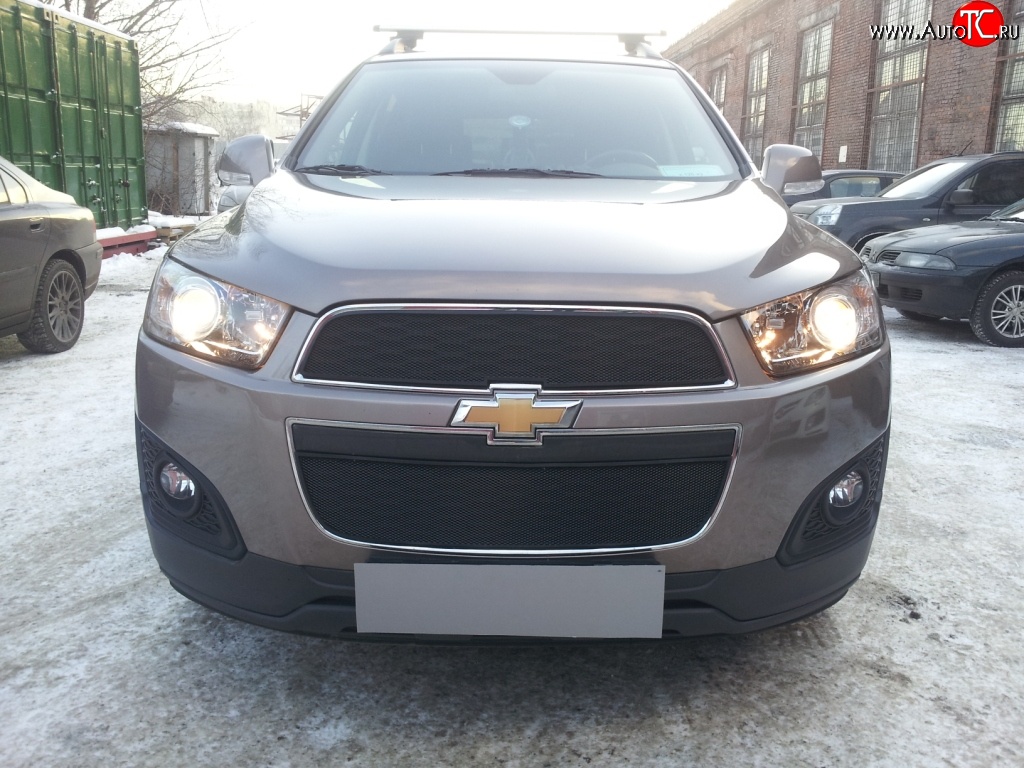 3 189 р. Сетка на бампер Russtal (черная) Chevrolet Captiva 2-ой рестайлинг (2013-2016)  с доставкой в г. Вологда