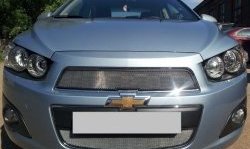3 199 р. Сетка на бампер Russtal (хром) Chevrolet Captiva 2-ой рестайлинг (2013-2016)  с доставкой в г. Вологда. Увеличить фотографию 2