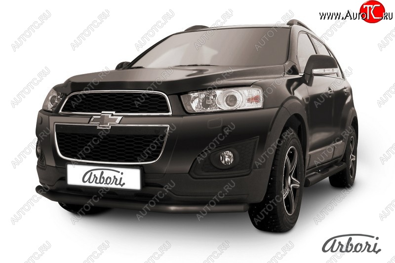 6 389 р. Защита переднего бампера Arbori (черная, 1 труба d57 mm). Chevrolet Captiva 2-ой рестайлинг (2013-2016)  с доставкой в г. Вологда