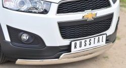 16 849 р. Защита переднего бампера (2 трубыØ75х42 мм, нержавейка) Russtal Chevrolet Captiva 2-ой рестайлинг (2013-2016)  с доставкой в г. Вологда. Увеличить фотографию 2