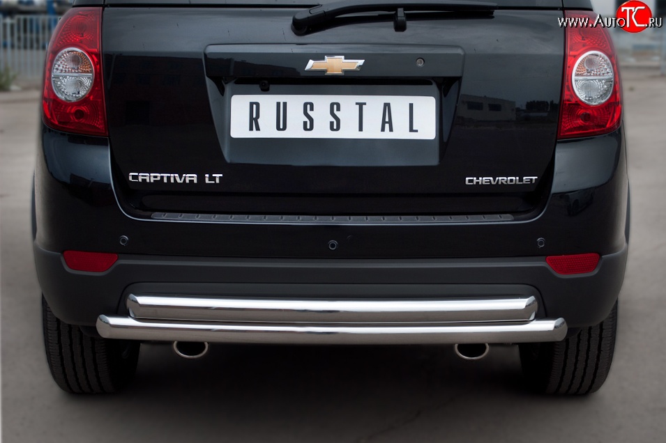 17 999 р. Защита заднего бампера (2 трубы Ø63 мм, нержавейка) SLITKOFF Chevrolet Captiva 1-ый рестайлинг (2011-2013)  с доставкой в г. Вологда