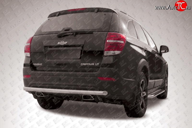 11 599 р. Защита заднего бампера из длинной трубы диаметром 57 мм Slitkoff Chevrolet Captiva 2-ой рестайлинг (2013-2016) (Нержавейка, Полированная)  с доставкой в г. Вологда