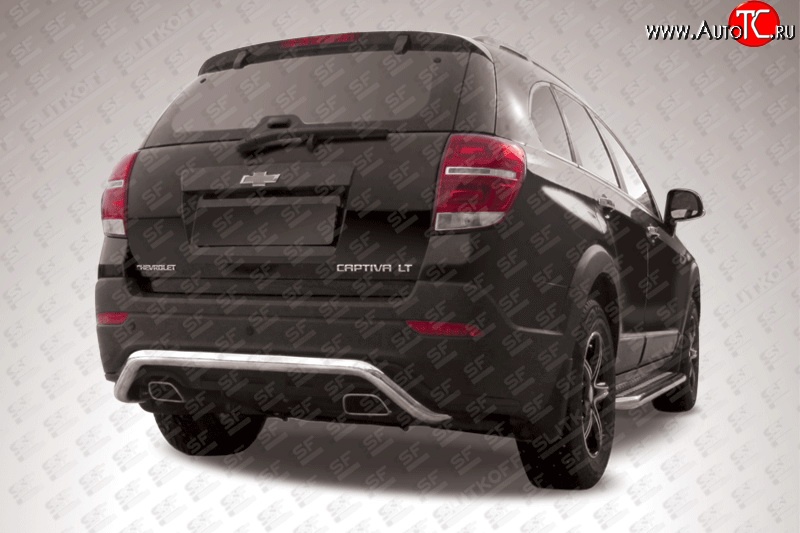 12 299 р. Фигурная защита заднего бампера диаметром 57 мм Slitkoff Chevrolet Captiva 2-ой рестайлинг (2013-2016) (Нержавейка, Полированная)  с доставкой в г. Вологда