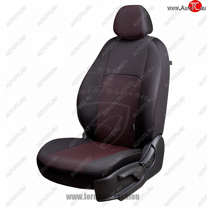 5 399 р. Чехлы для сидений Lord Autofashion Дублин (жаккард) Chevrolet Cobalt седан дорестайлинг (2011-2016) (Черный, вставка Ёж Красный)  с доставкой в г. Вологда