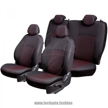 5 399 р. Чехлы для сидений Lord Autofashion Дублин (жаккард) Chevrolet Cobalt седан дорестайлинг (2011-2016) (Черный, вставка Ёж Красный)  с доставкой в г. Вологда. Увеличить фотографию 2