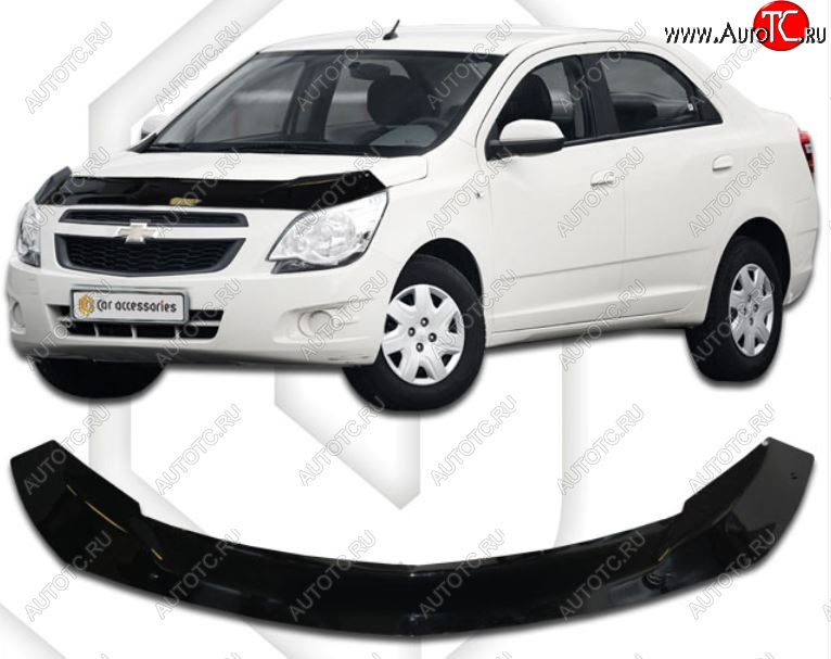2 199 р. Дефлектор капота CA-Plastic Chevrolet Cobalt седан дорестайлинг (2011-2016) (Classic черный, Без надписи)  с доставкой в г. Вологда