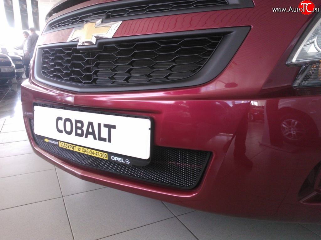 2 089 р. Нижняя сетка на бампер Russtal (черная) Chevrolet Cobalt седан дорестайлинг (2011-2016)  с доставкой в г. Вологда