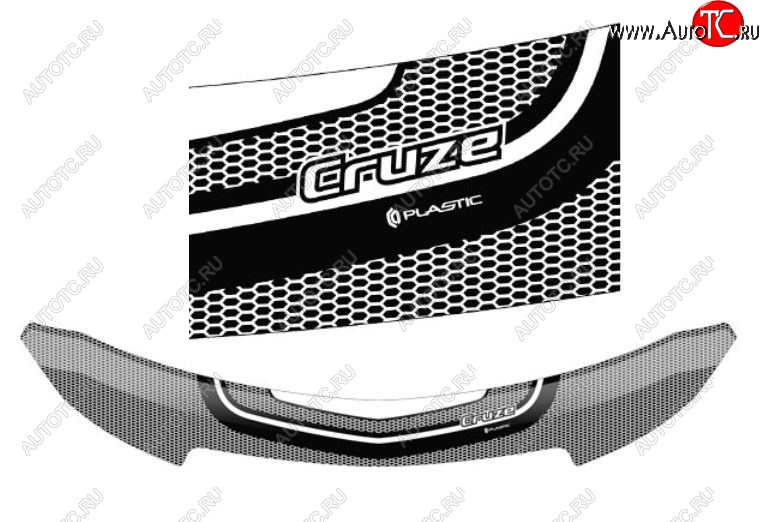 2 299 р. Дефлектор капота CA-Plastiс  Chevrolet Cruze ( J300,  D2LC) (2009-2018) седан дорестайлинг, седан рестайлинг (Серия Art белая)  с доставкой в г. Вологда