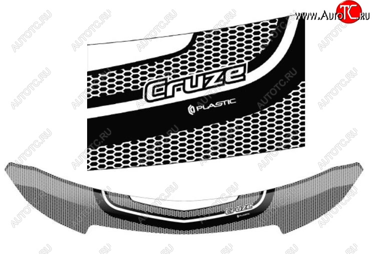 2 299 р. Дефлектор капота CA-Plastiс  Chevrolet Cruze  J305 (2009-2015) хэтчбек дорестайлинг, хэтчбек рестайлинг (Серия Art белая)  с доставкой в г. Вологда
