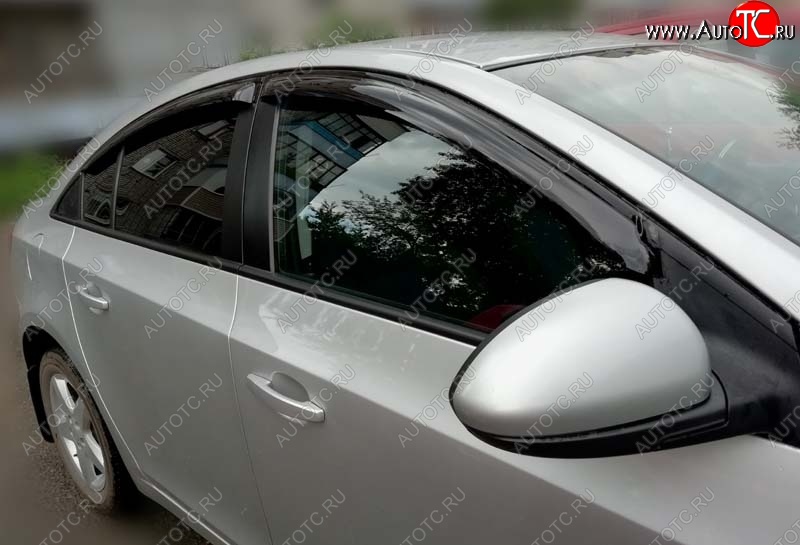 3 199 р. Дефлекторы окон (ветровики) SIM Chevrolet Cruze J300 седан дорестайлинг (2009-2012)  с доставкой в г. Вологда