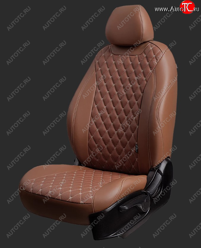 14 999 р. Чехлы для сидений Lord Autofashion Байрон (экокожа, спинка 60/40, 2 П- и 1 Г-образных подголовника) Chevrolet Cruze J305 хэтчбек дорестайлинг (2009-2012) (Тёмно-коричневый, вставка тёмно-коричневая, строчка бежевая)  с доставкой в г. Вологда